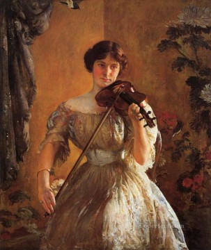 Joseph DeCamp Painting - The Kreutzer Sonata aka Violinist II Tonalism painter Joseph DeCamp
